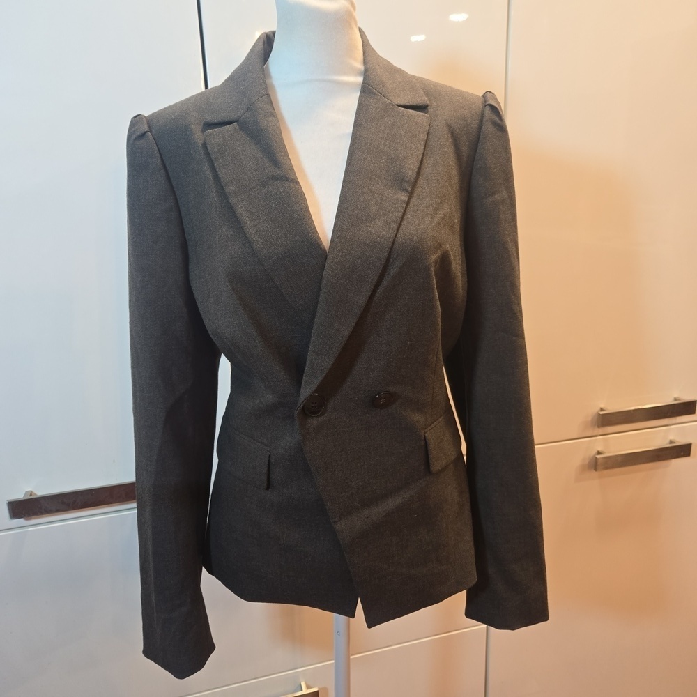 Antonio Melani Womens Stretch Single Breasted Pleated Blazer Grey size 6
